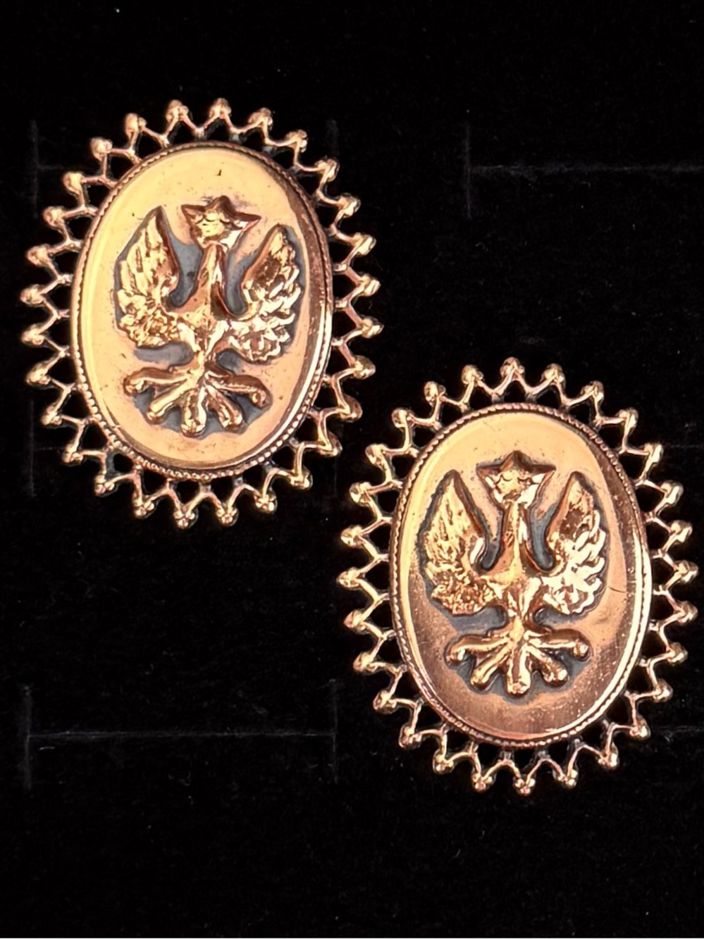 Vintage Renoir Copper Polish Eagle Clip On Earrings Mid Century MCM
